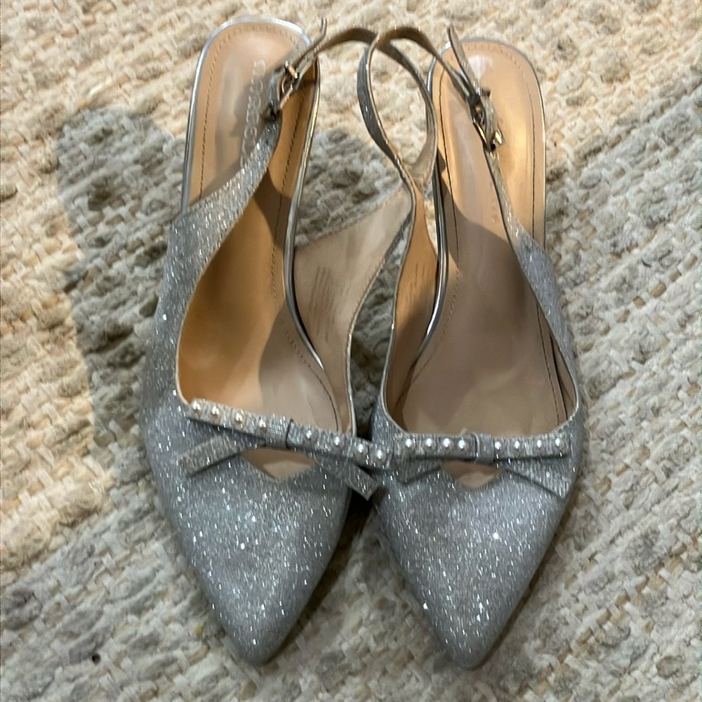 Marbella silver glitter heels shoes pumps size 10w great condition.